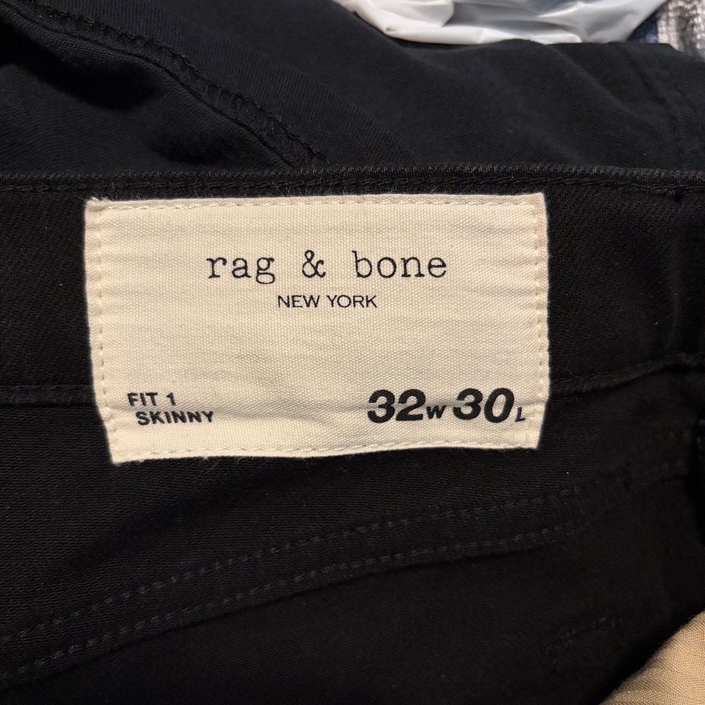 rag & bone Men's Fit 1 Skinny Deep Black Slim Jeans Size 32x30 - Picture 4 of 6